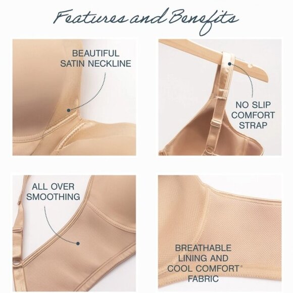 NWT Playtex4803 18Hour Silky Soft Smoothing Cool & Breathable Wireless Bra White - Picture 6 of 7